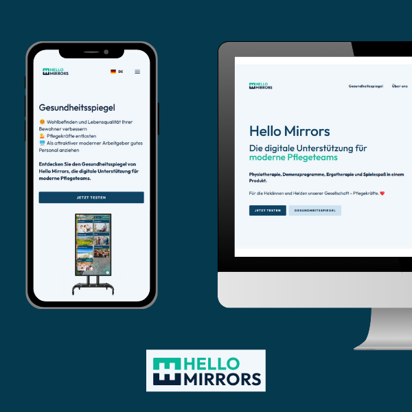 Referenz Hello Mirrors, Inhalt der Website komplett aktualisiert